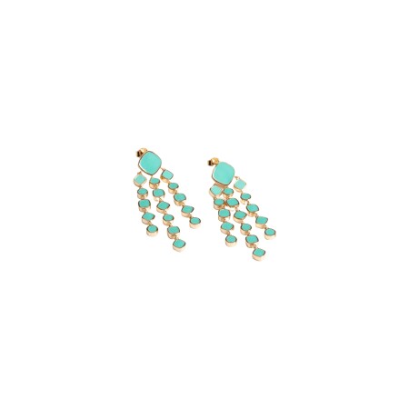 Boucles d'oreilles Ana & Cha Alba en plaqué or et émail turquoise