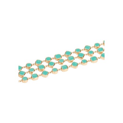 Bracelet Ana & Cha Alba en plaqué or et émail turquoise