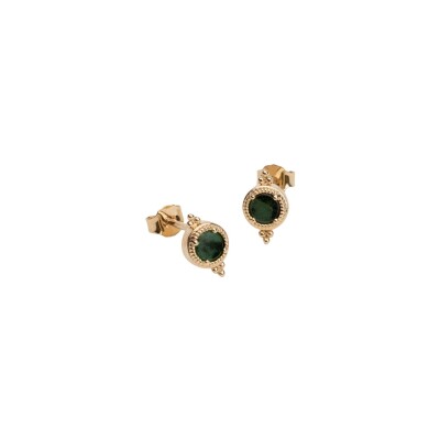 Puces d'oreilles en plaqué or et jaspe dalmatien