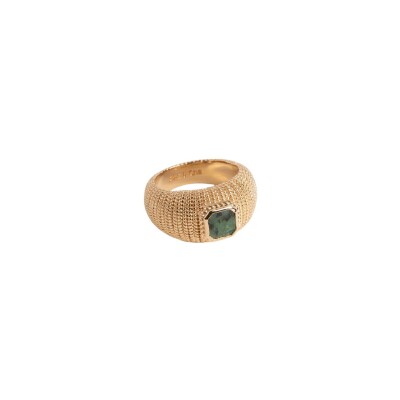 Bague en plaqué or et jaspe dalmatien