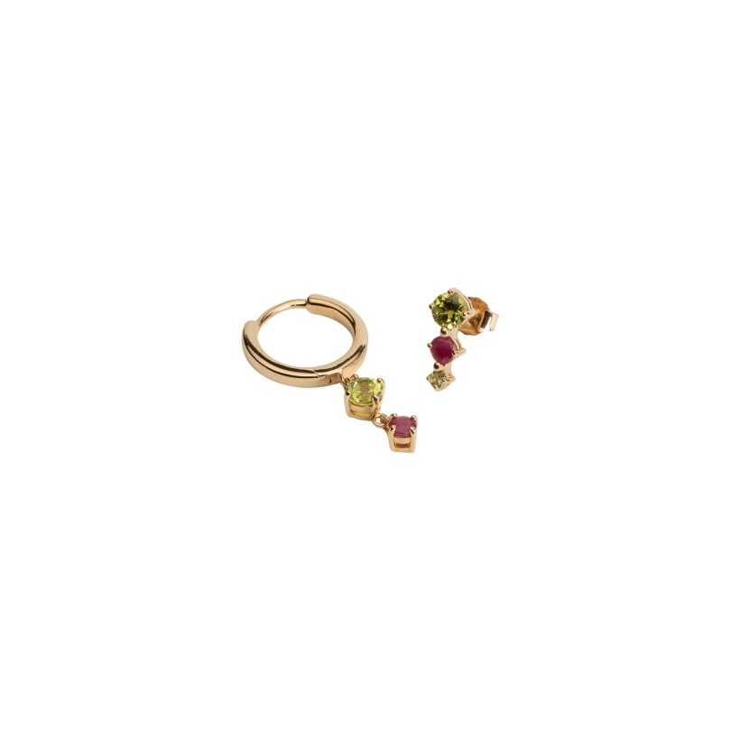 Boucles d'oreilles Ana & Cha Lizzie en plaqué or, améthyste et rubis