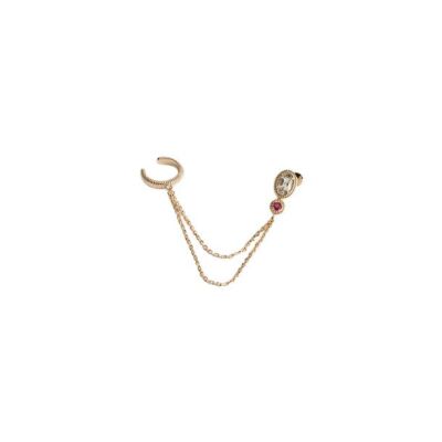Boucles d'oreilles pendantes en plaqué or et pierre véritable