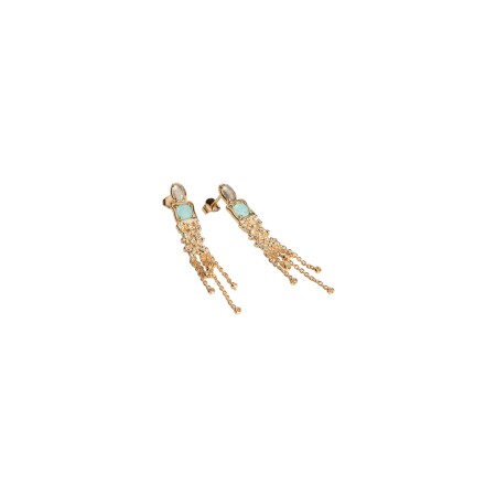 Boucles d'oreilles Ana & Cha Elowen en plaqué or, amazonite et labradorite