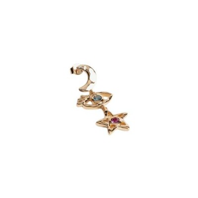 Mono boucle d'oreille en plaqué or et pierre véritable