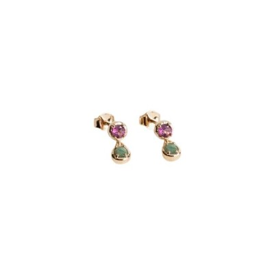 Boucles d'oreilles en plaqué or et pierre véritable