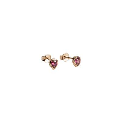 Boucles d'oreilles en plaqué or et rhodolite