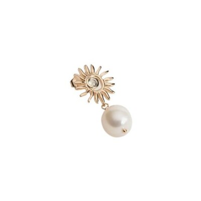 Mono boucle d'oreille en plaqué or et améthyste