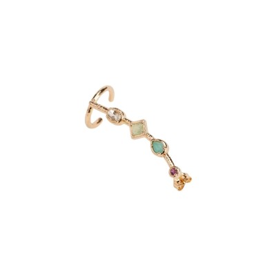 Boucles d'oreilles pendantes en plaqué or et pierre véritable