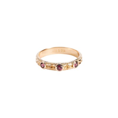 Bague Ana & Cha Astra en plaqué or et rhodolite