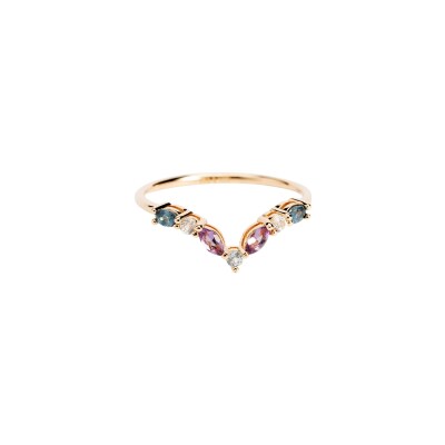 Bague Ana & Cha Elsa en plaqué or, améthyste, topaze Bleu London, topaze blanche et topaze bleue