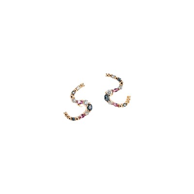 Boucles d'oreilles Ana & Cha Elsa en plaqué or, améthyste, topaze Bleu London, topaze blanche et topaze bleue