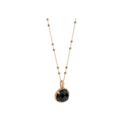 Pendentif en plaqué or et agate noire