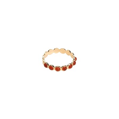 Bague en plaqué or et agate rouge