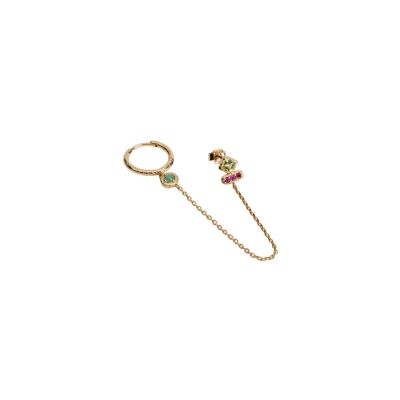 Boucles d'oreilles pendantes en plaqué or et pierre véritable