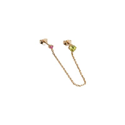 Boucles d'oreilles pendantes en plaqué or et pierre véritable