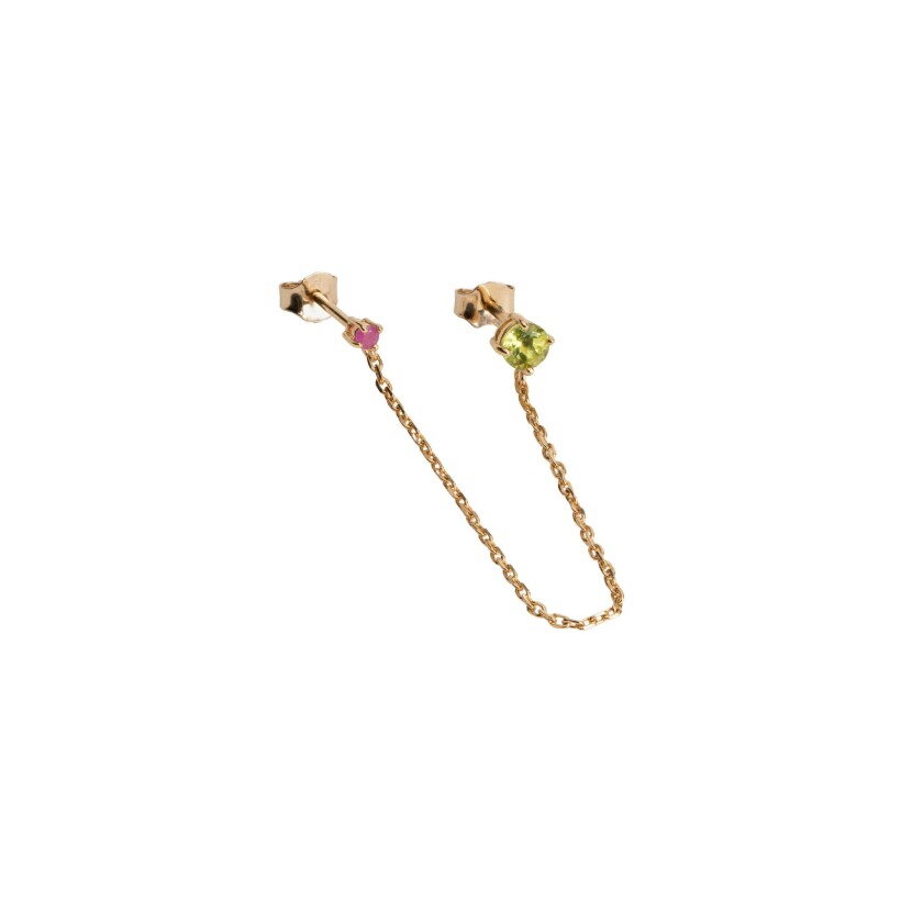 Boucles d'oreilles Ana & Cha Lizz en plaqué or, améthyste verte et rubis