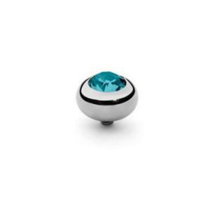 Top QUDO Tondo en acier et pierre de couleur blue zircon