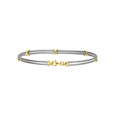Bracelet cable en acier et or jaune, petit modèle