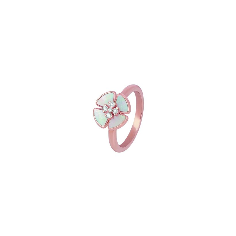 Bague Ph. Tisseront en or rose, diamants et nacre, taille 52