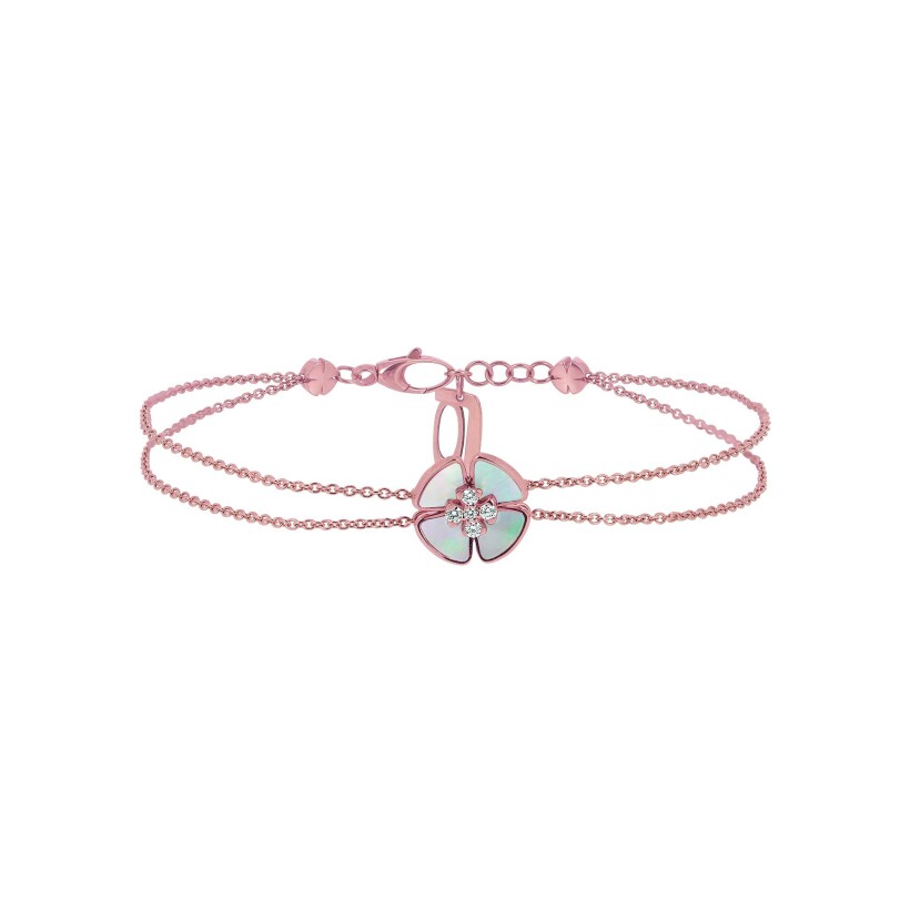 Bracelet Ph. Tisseront en or rose, diamants et nacre