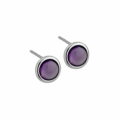 Boucles d'oreilles Kirkos en or blanc et améthyste