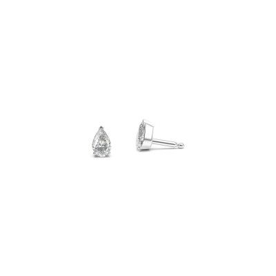 Boucles d'oreilles puces Frojo en or blanc et diamants taille poire