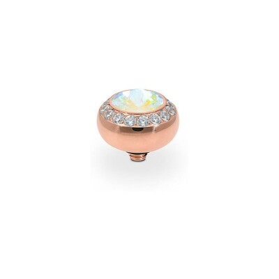 Top QUDO Tondo en métal doré rose et pierre de couleur crystal aurora boreale