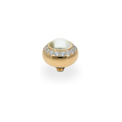 Top QUDO Tondo en métal doré et pierre de couleur cream pearl