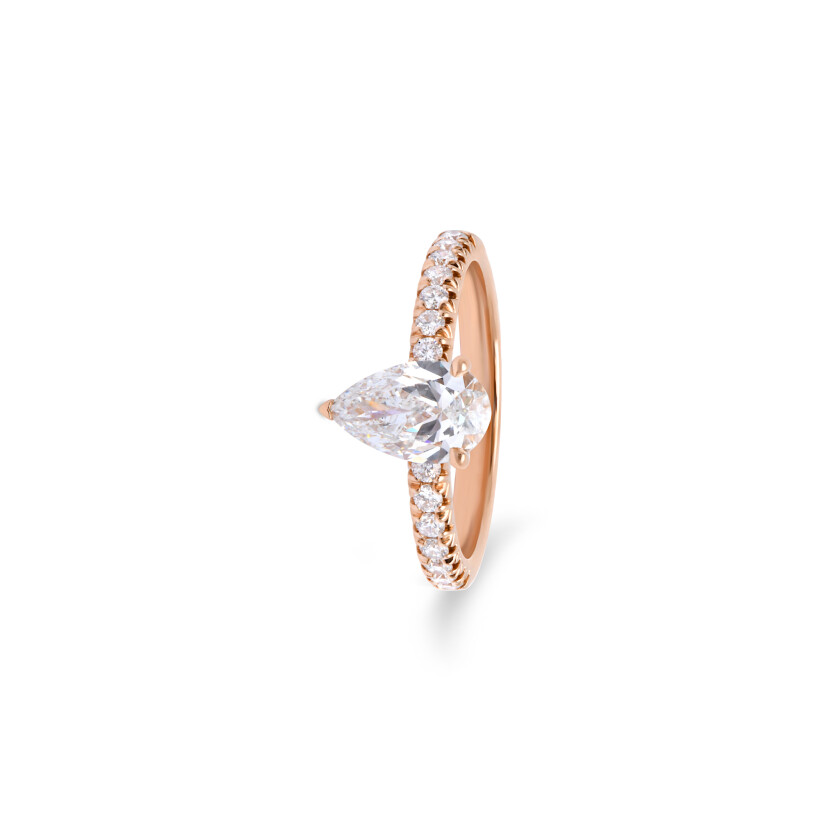 Solitaire en or rose et diamants