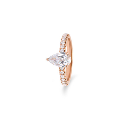 Solitaire en or rose et diamants