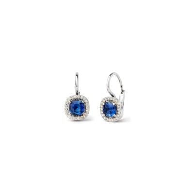 Boucles d’oreilles 'Héritage' avec saphir coussin 1,53 ct et 0,30 ct de diamants GSI