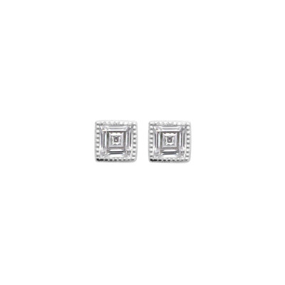 Boucles d'oreilles en argent rhodié et oxydes de zirconium