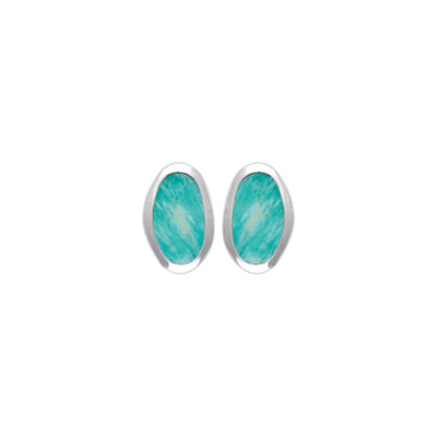 Boucles d'oreilles en argent rhodié et amazonites