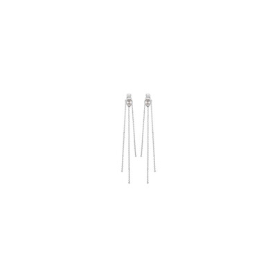 Boucles d'oreille pendantes en argent rhodié et oxydes de zirconium