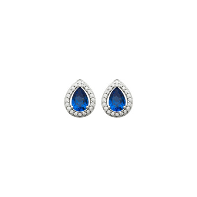 Boucles d'oreilles en argent rhodié, oxydes de zirconium et pierres synthétiques