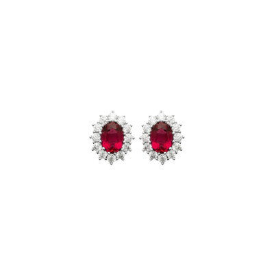 Boucles d'oreilles en argent rhodié, oxydes de zirconium et pierres synthétiques