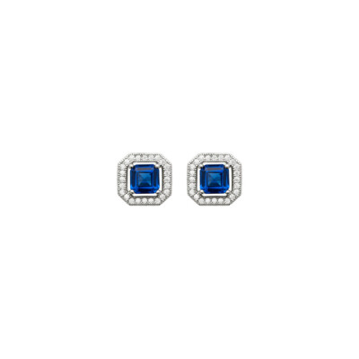 Boucles d'oreilles en argent rhodié, oxydes de zirconium et pierres synthétiques