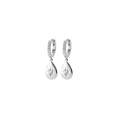 Boucles d'oreilles en argent rhodié et oxydes de zirconium