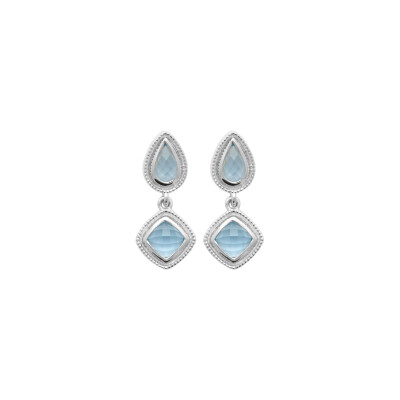 Boucles d'oreilles en argent rhodié et pierres synthétiques