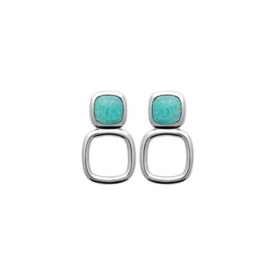 Boucles d'oreilles en argent rhodié et amazonites