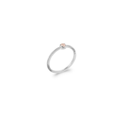 Bague en argent rhodié et quartz rose