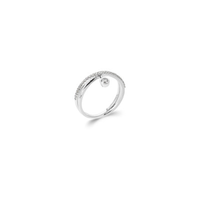 Bague en argent rhodié et oxyde de zirconium