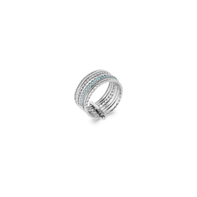 Bague en argent rhodié et pierre synthétique