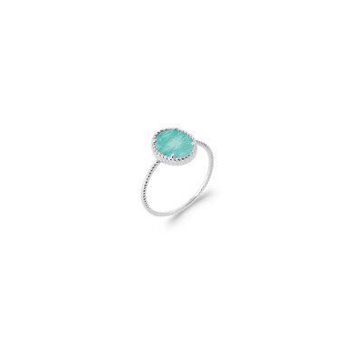 Bague en argent rhodié et amazonite