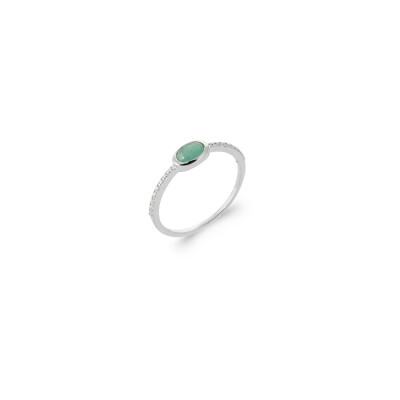 Bague en argent rhodié et amazonite