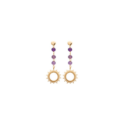 Boucles d'oreilles en plaqué or et améthystes