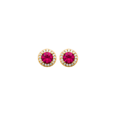 Boucles d'oreilles en plaqué or, oxydes de zirconium et pierres synthétiques