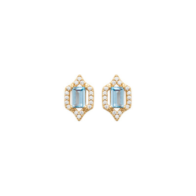 Boucles d'oreilles en plaqué or, oxydes de zirconium et pierres synthétiques
