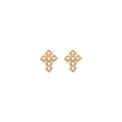 Boucles d'oreilles en plaqué or et pierres synthétiques