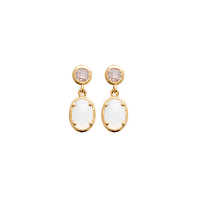 Boucles d'oreilles en plaqué or, oxydes de zirconium et pierres de couleurs
